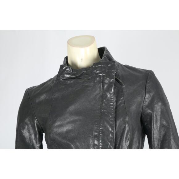 ALLSAINTS Black Leather Motorcycle Moto Biker Jacket Zip Style Women’s Size 4 - Picture 3 of 10